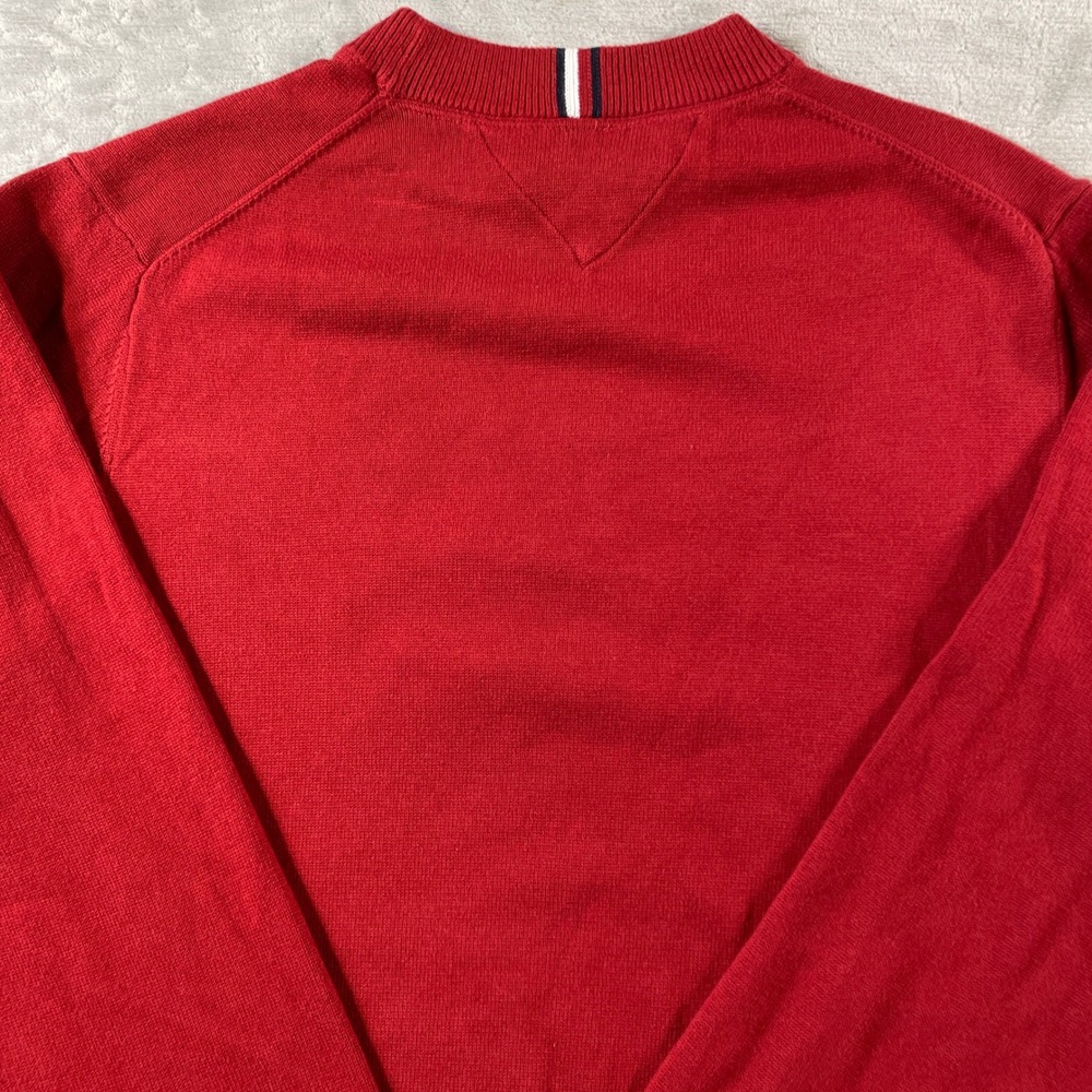 Tommy Hilfiger Sweater Mens XL Red Crewneck Embroidered Logo Preppy Casual - Picture 7 of 11